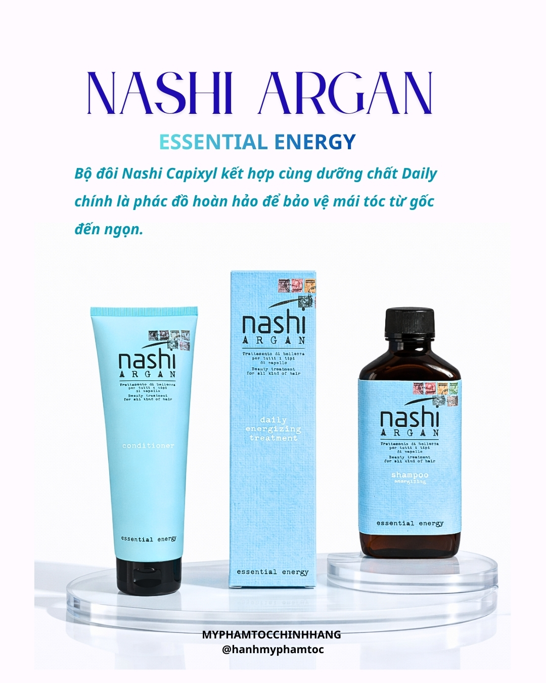 Bộ dầu gội – dầu xả chống rụng tóc Nashi Energy -Nashi Argan Energy Shampoo & Conditioner