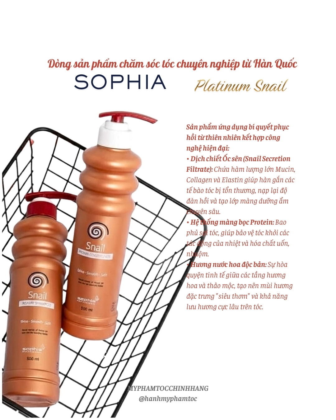 DẦU GỘI XẢ SHOPHIA SNAIL PROFESSIONAL SHAMPOO & CONDITIONER 500ML