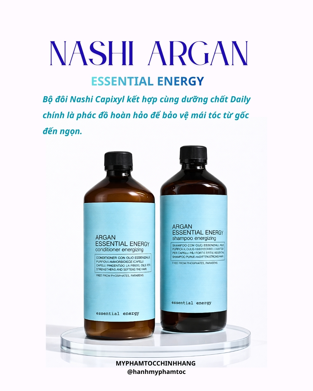 Bộ dầu gội – dầu xả chống rụng tóc Nashi Energy -Nashi Argan Energy Shampoo & Conditioner