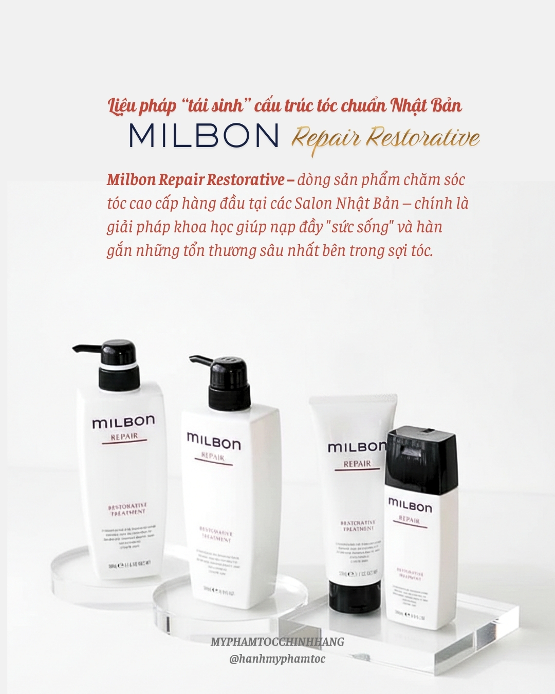 Gội xả Milbon Restorative bổ sung keratin cho tóc nhuộm tẩy 200ml- 500ml