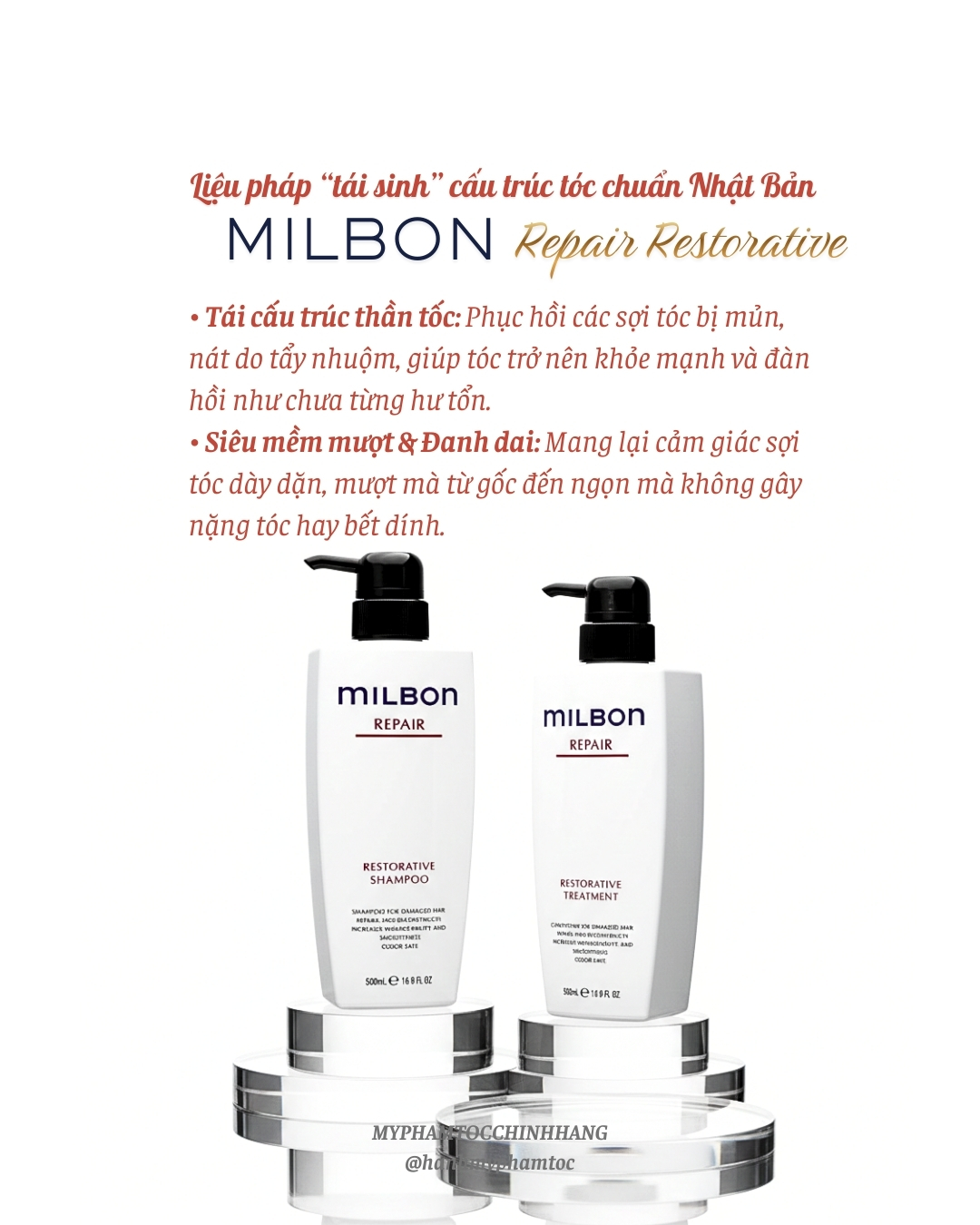 Gội xả Milbon Restorative bổ sung keratin cho tóc nhuộm tẩy 200ml- 500ml