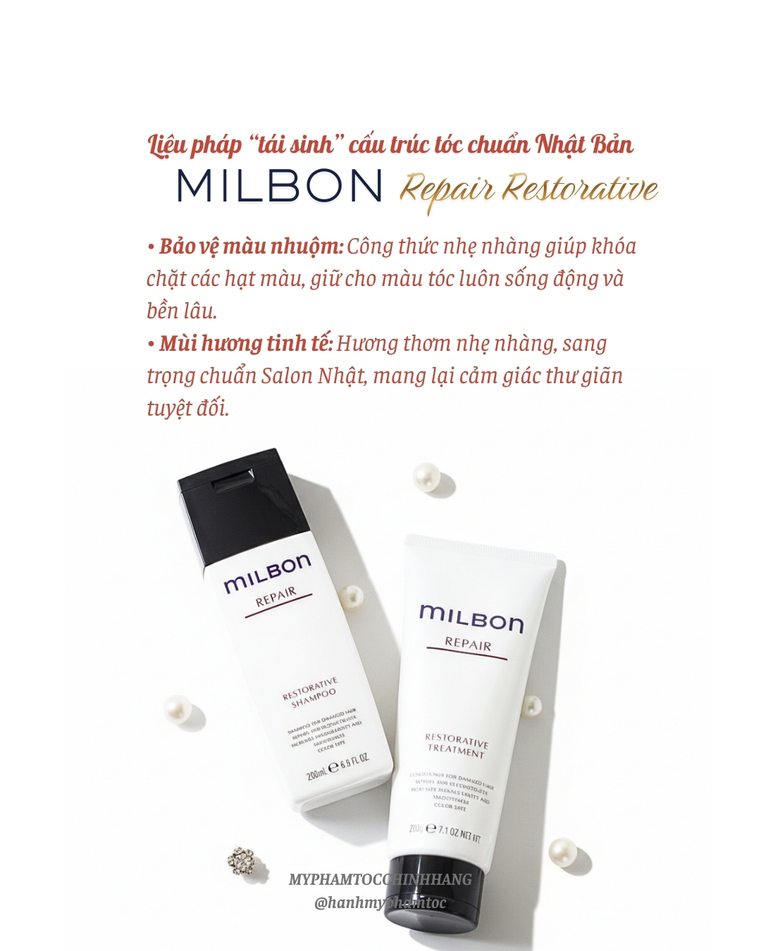 Gội xả Milbon Restorative bổ sung keratin cho tóc nhuộm tẩy 200ml- 500ml