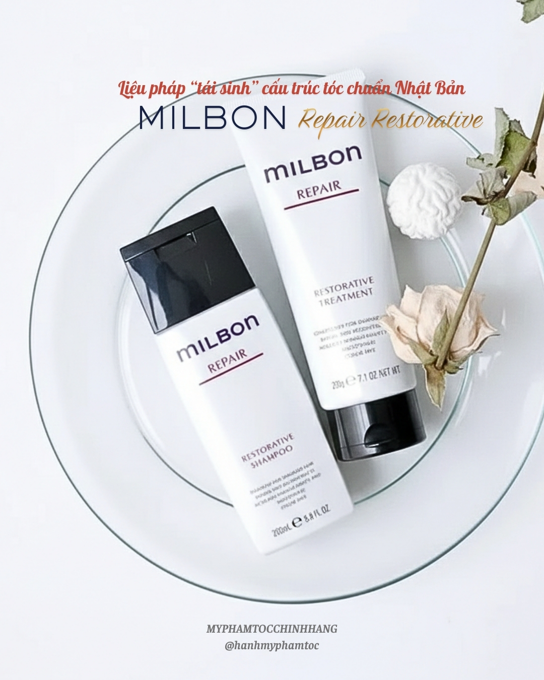 Gội xả Milbon Restorative bổ sung keratin cho tóc nhuộm tẩy 200ml- 500ml