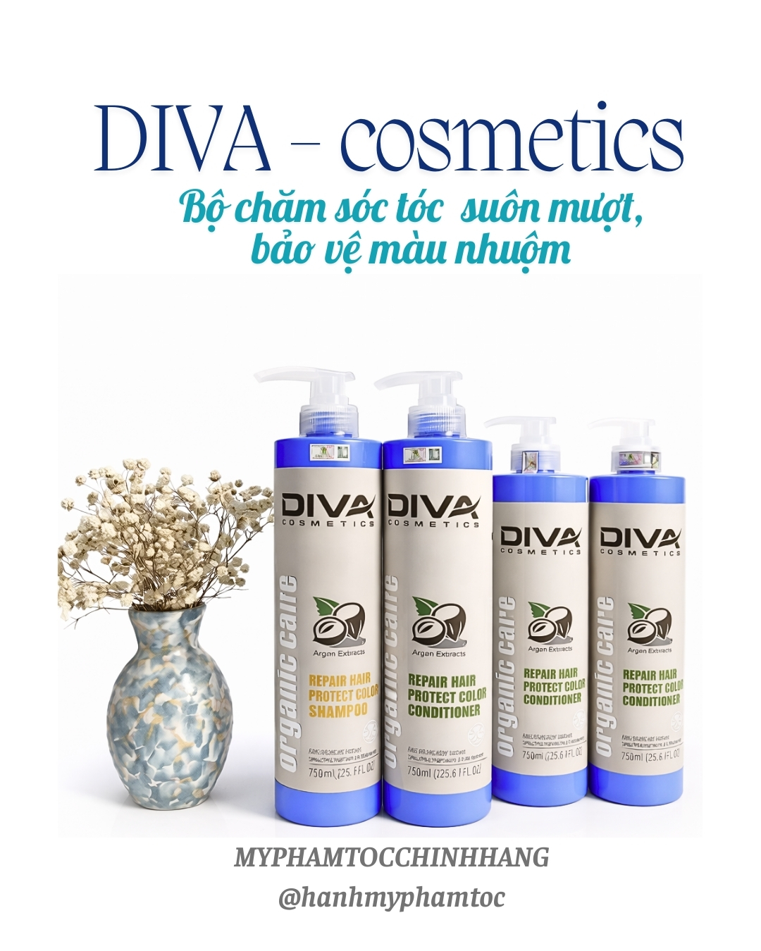 Dầu gội xả Diva Organic Dưỡng Màu và Phục Hồi Tóc Color Protect & Repair Shampoo & Conditioner