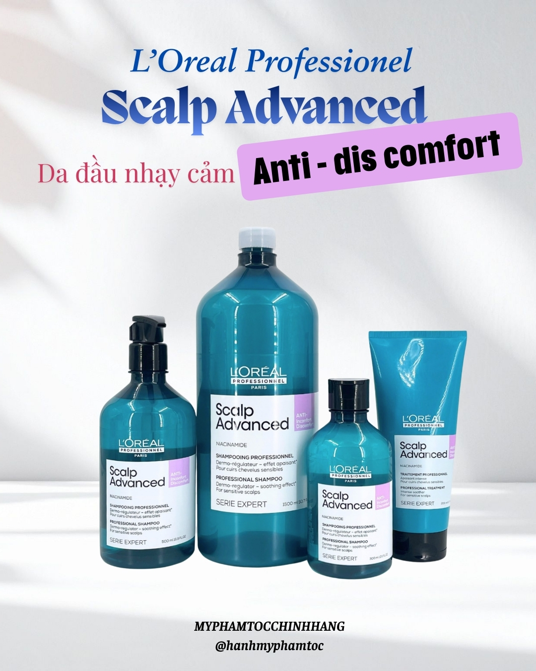 Dầu Gội Làm Dịu Da Đầu Nhạy Cảm L'Oreal Scalp Advanced Anti-Discomfort Shampoo 300ml/500ml/1500ml
