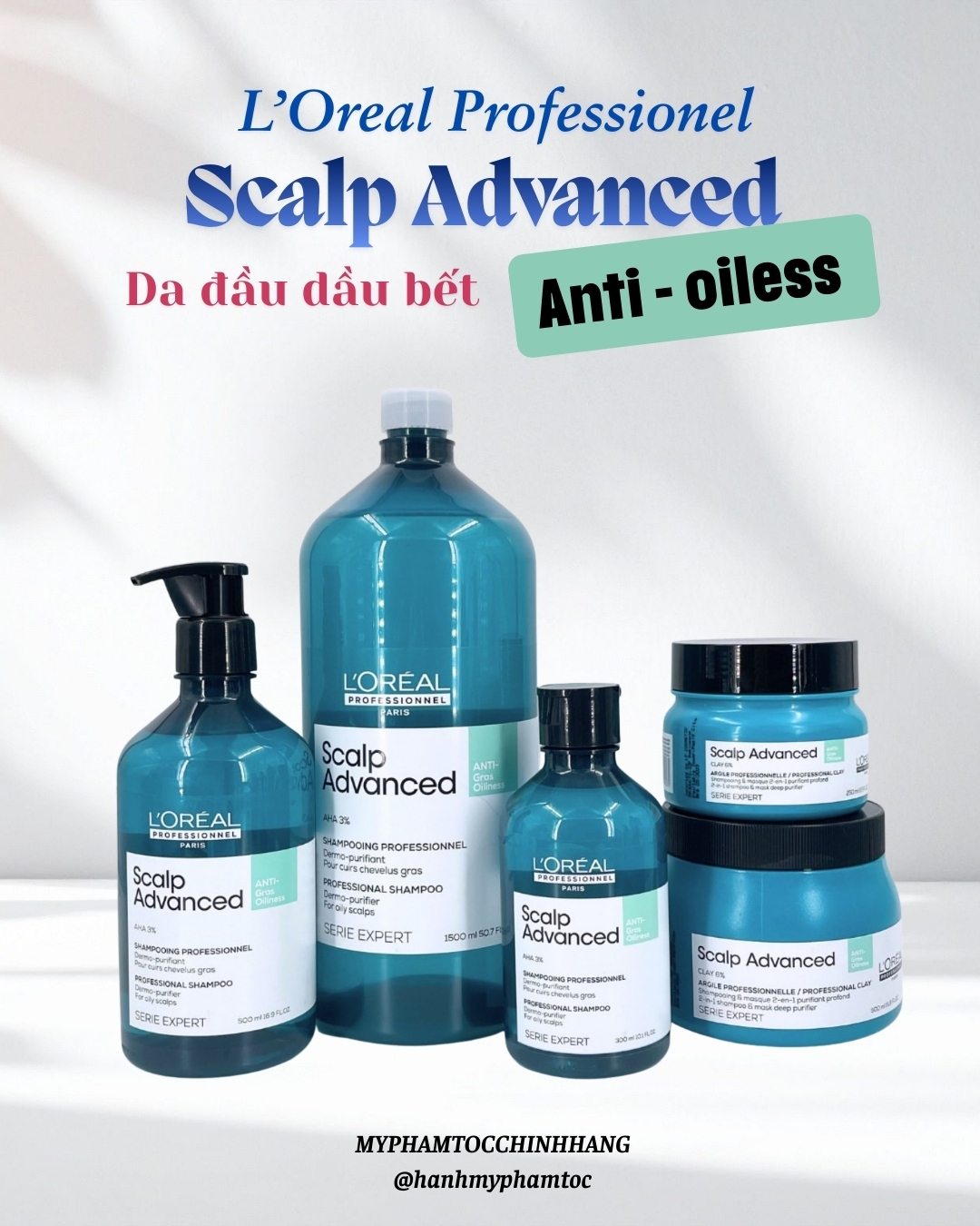 Dầu Gội Kiểm Soát Dầu L'Oreal Scalp Advanced Anti-Oiliness Shampoo 300ml/500ml/1500ml