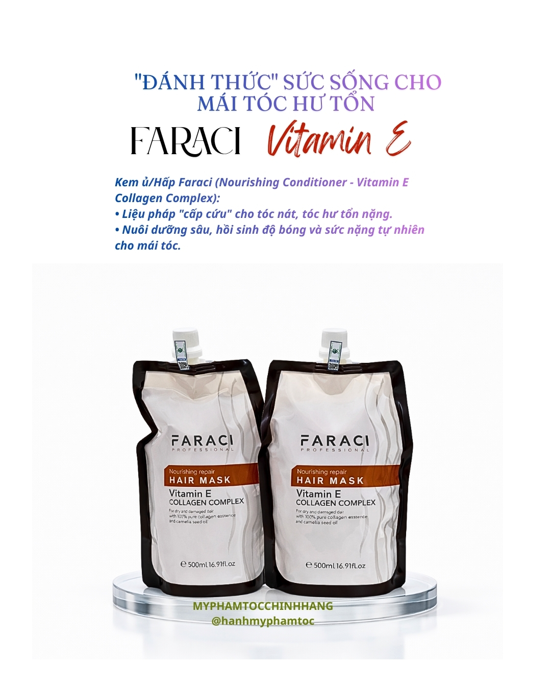 Bộ Dầu Gội, Dầu Xả và Hấp Ủ Tóc Faraci Collagen Vitamin E