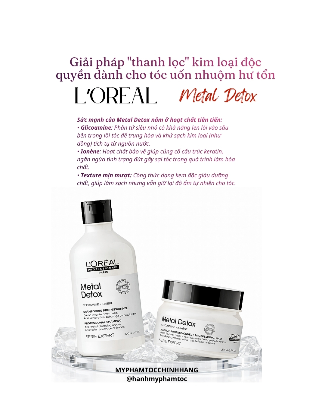 Dầu Gội Và Dầu Hấp L'oreal Metal DX Thải Độc Kim Loại Cho tóc nhuộm 300ML - 250ML - 1500ml - 500ml