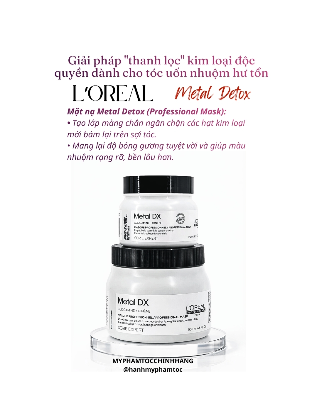 Dầu Gội Và Dầu Hấp L'oreal Metal DX Thải Độc Kim Loại Cho tóc nhuộm 300ML - 250ML - 1500ml - 500ml