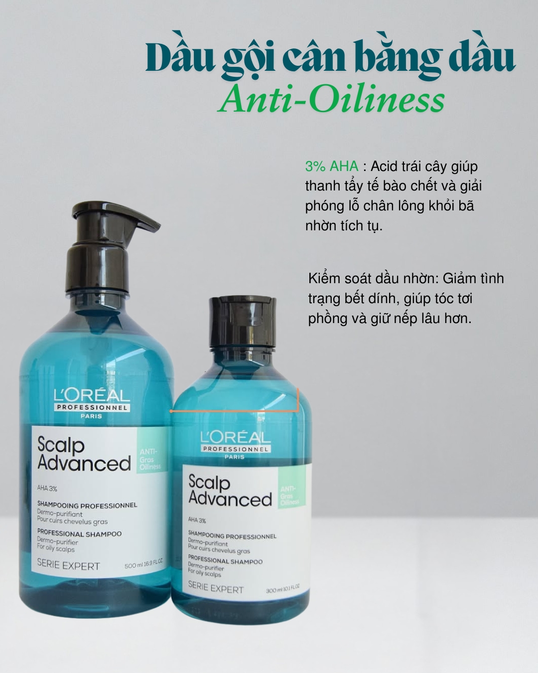 Dầu Gội Kiểm Soát Dầu L'Oreal Scalp Advanced Anti-Oiliness Shampoo 300ml/500ml/1500ml