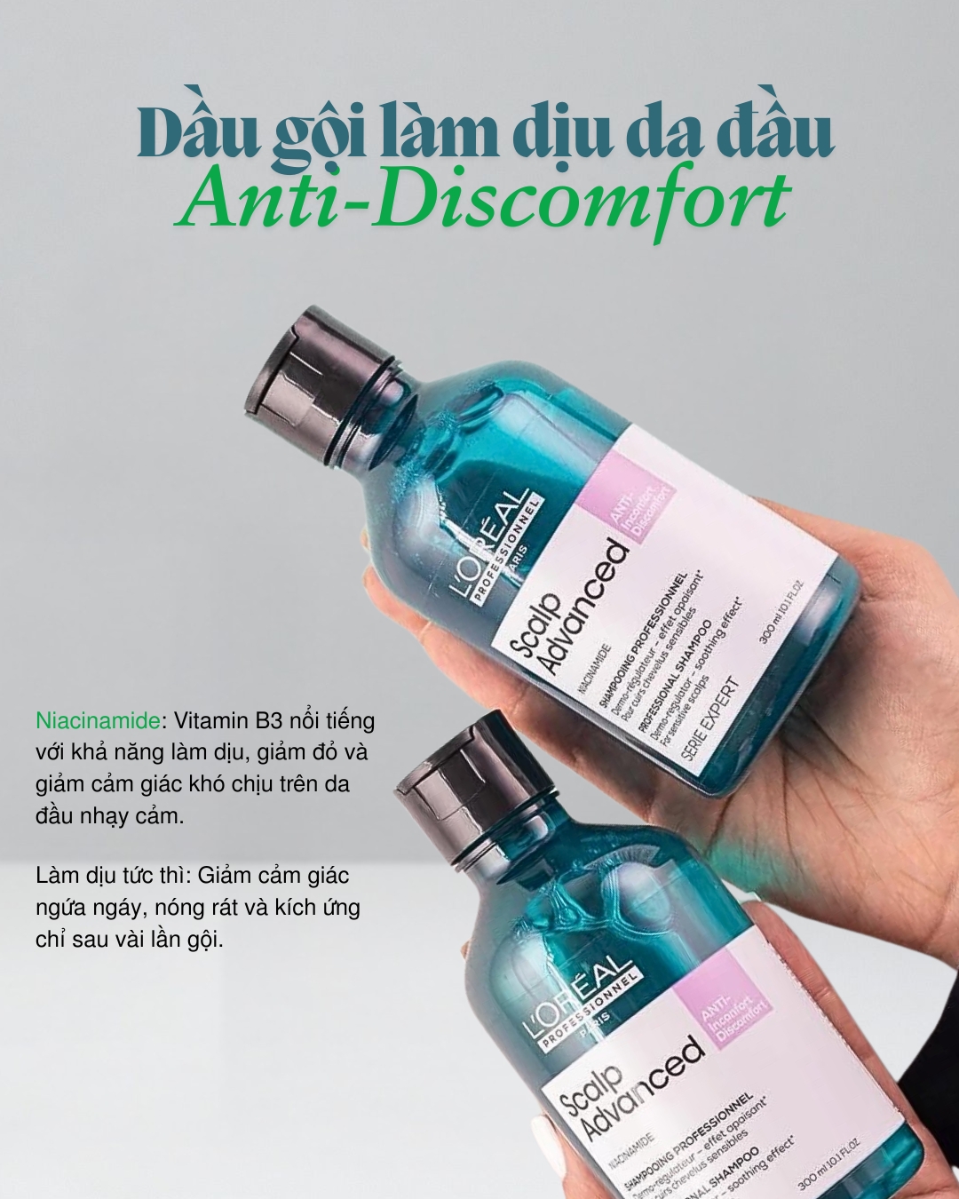 Dầu Gội Làm Dịu Da Đầu Nhạy Cảm L'Oreal Scalp Advanced Anti-Discomfort Shampoo 300ml/500ml/1500ml