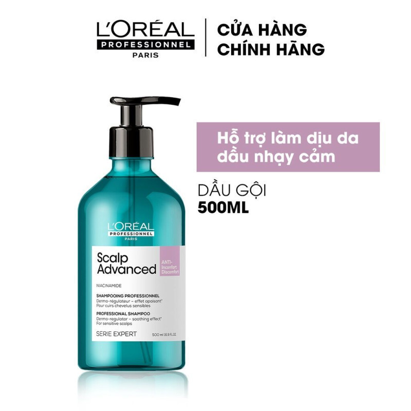 Dầu Gội Làm Dịu Da Đầu Nhạy Cảm L'Oreal Scalp Advanced Anti-Discomfort Shampoo 300ml/500ml/1500ml