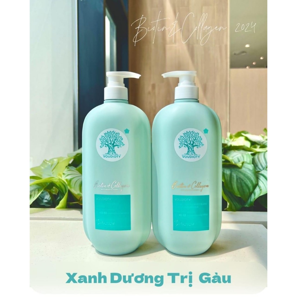 DẦU GỘI XẢ BIOTIN ( CHAI DẸT) 2024 COLLAGEN XANH DƯƠNG TRỊ GÀU MƯỢT TÓC 1000ML