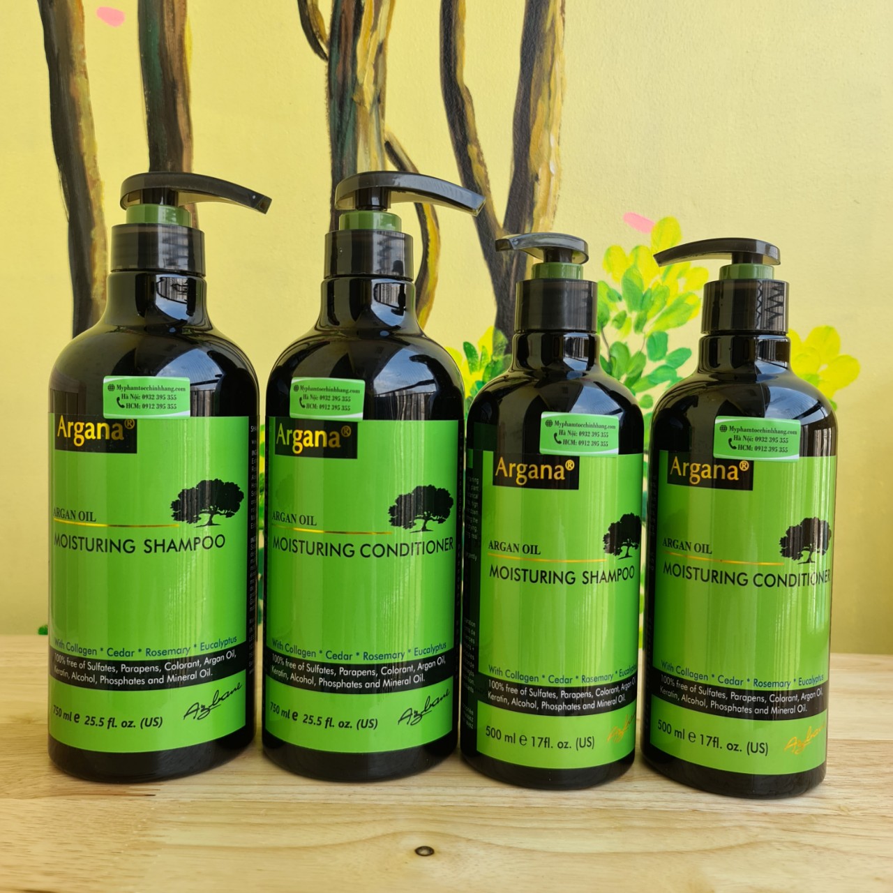 Dầu gội xả ARGANA dưỡng ẩm phục hồi tóc khô xơ Moisturizing Shampoo & Conditioner