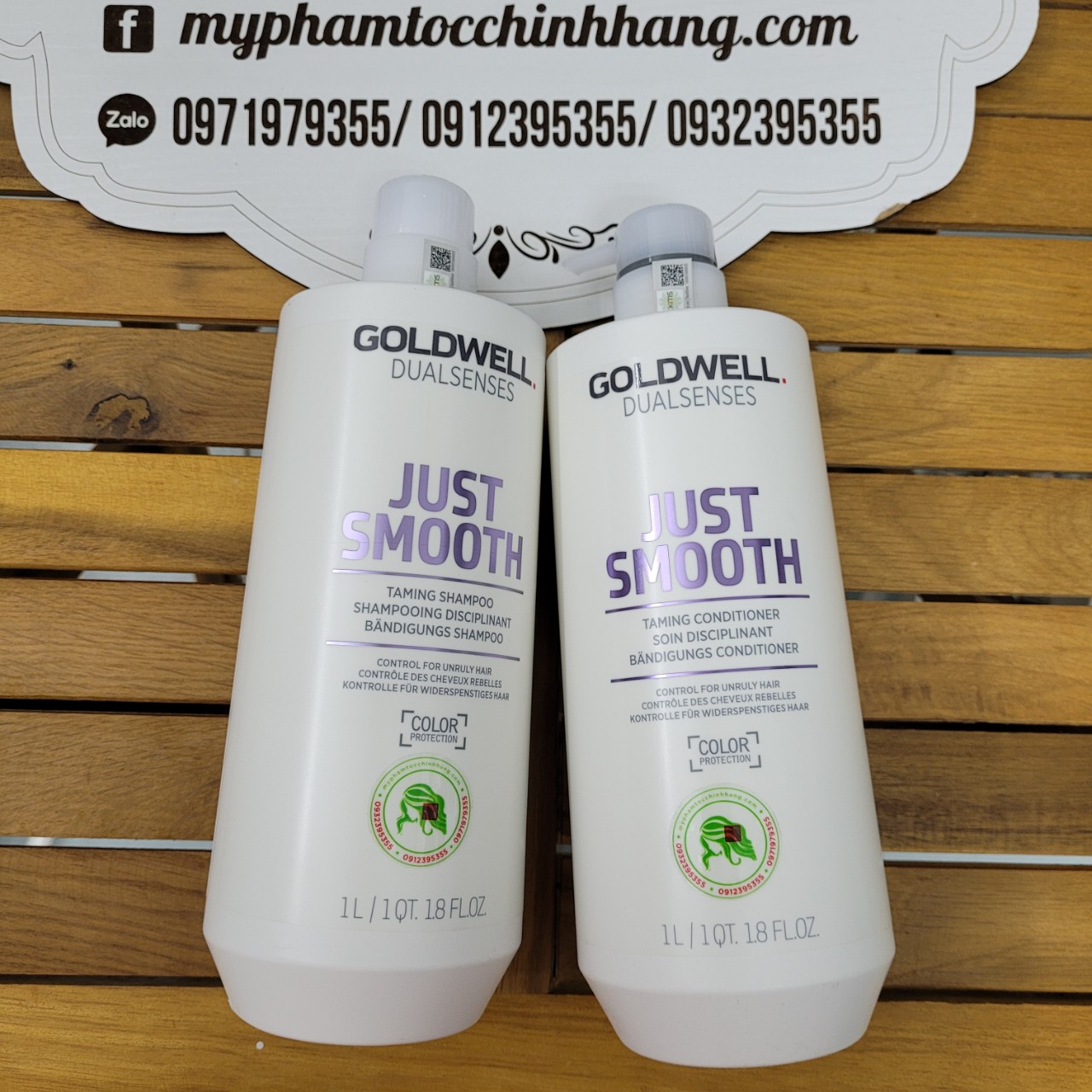 Dầu gội & xả Goldwell làm mượt tóc Dualsenses Just Smooth taming Shampoo & Conditioner