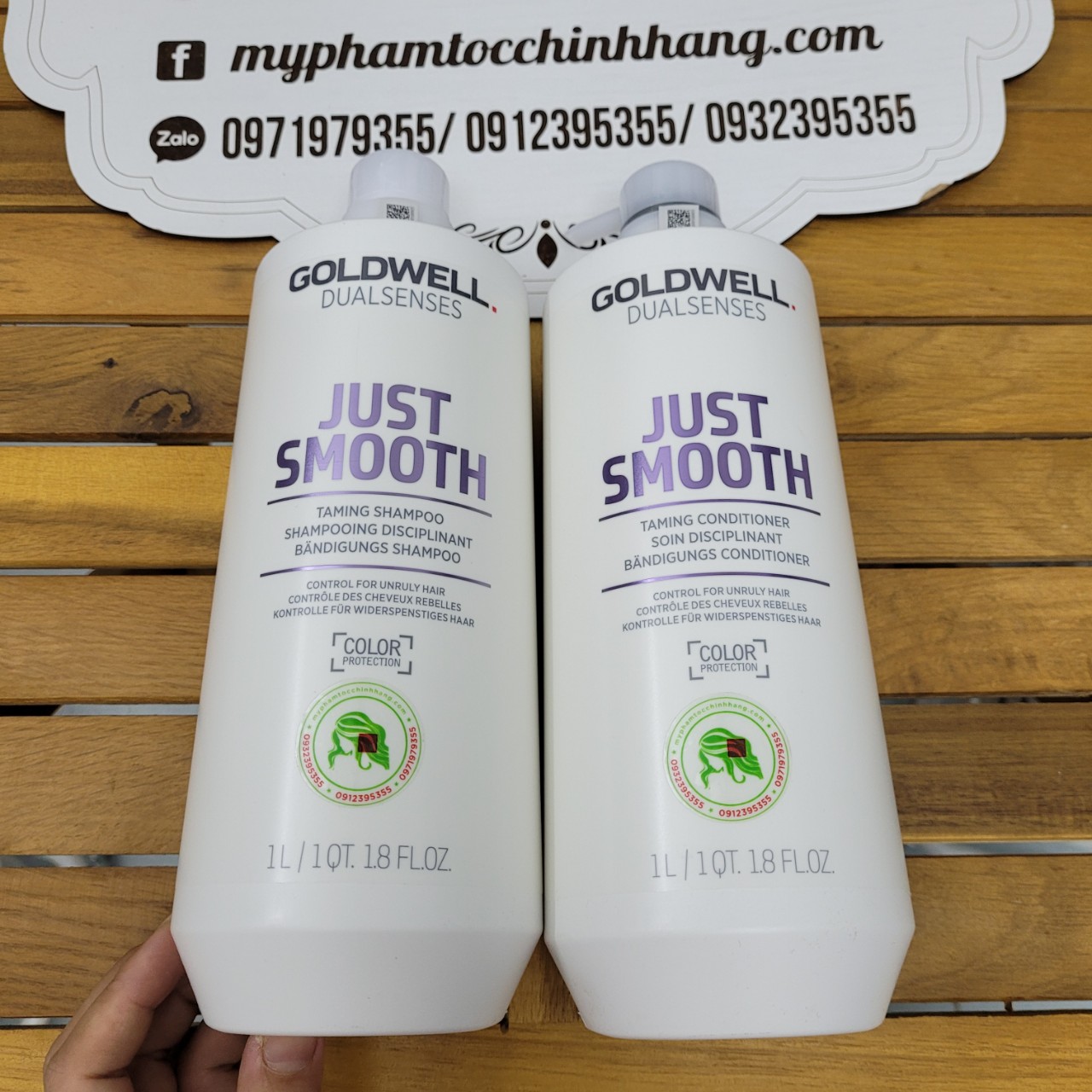 Dầu gội & xả Goldwell làm mượt tóc Dualsenses Just Smooth taming Shampoo & Conditioner
