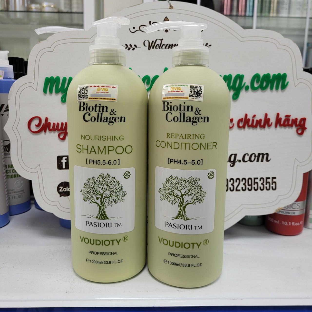 DẦU GỘI XẢ BIOTIN COLLAGEN XANH KIỀM DẦU MƯỢT TÓC 500ML - 1000ML