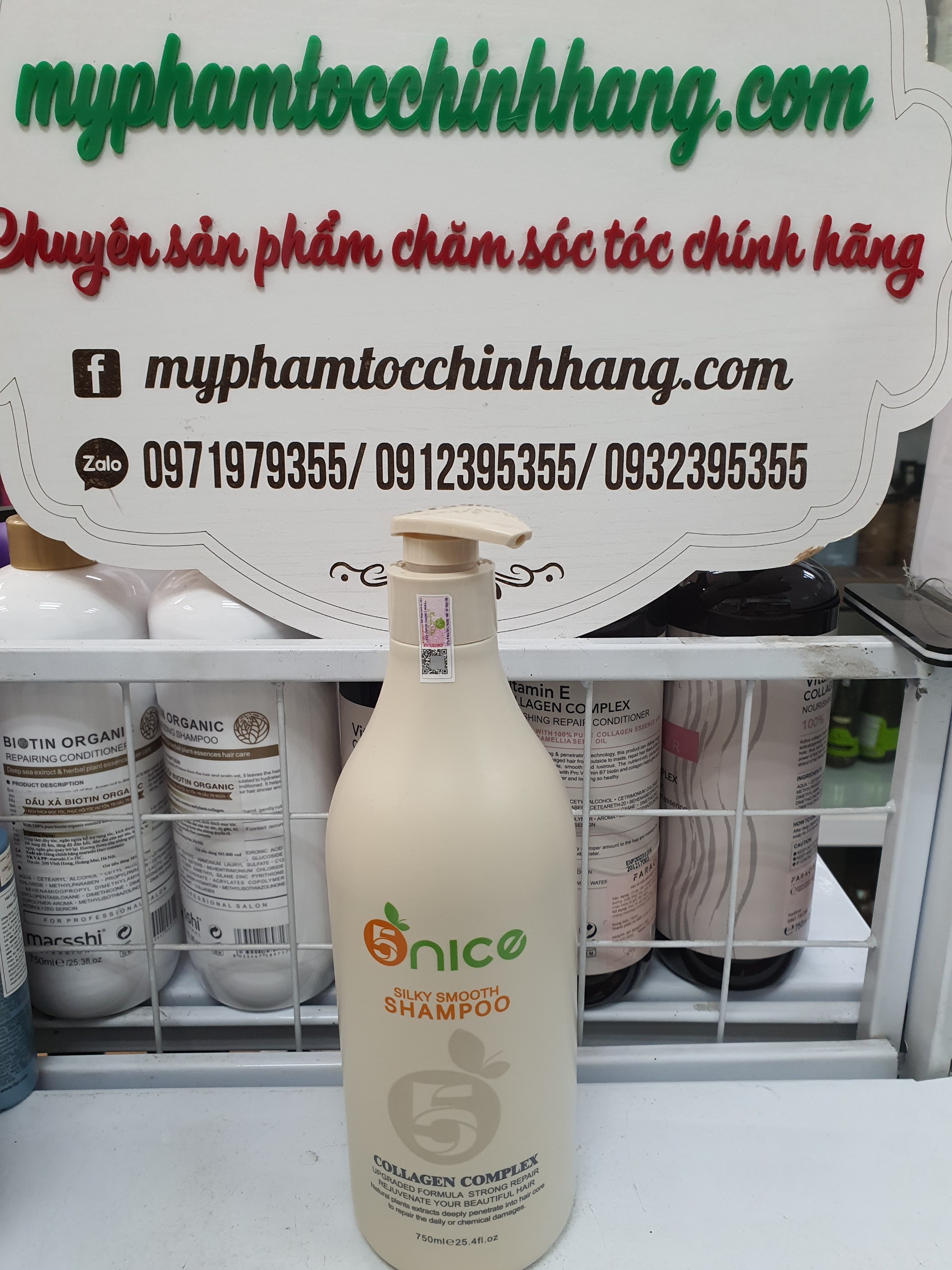 Dầu gội xả phục hồi tóc hư tổn chống gàu keratin collagen 5NICE 750ml