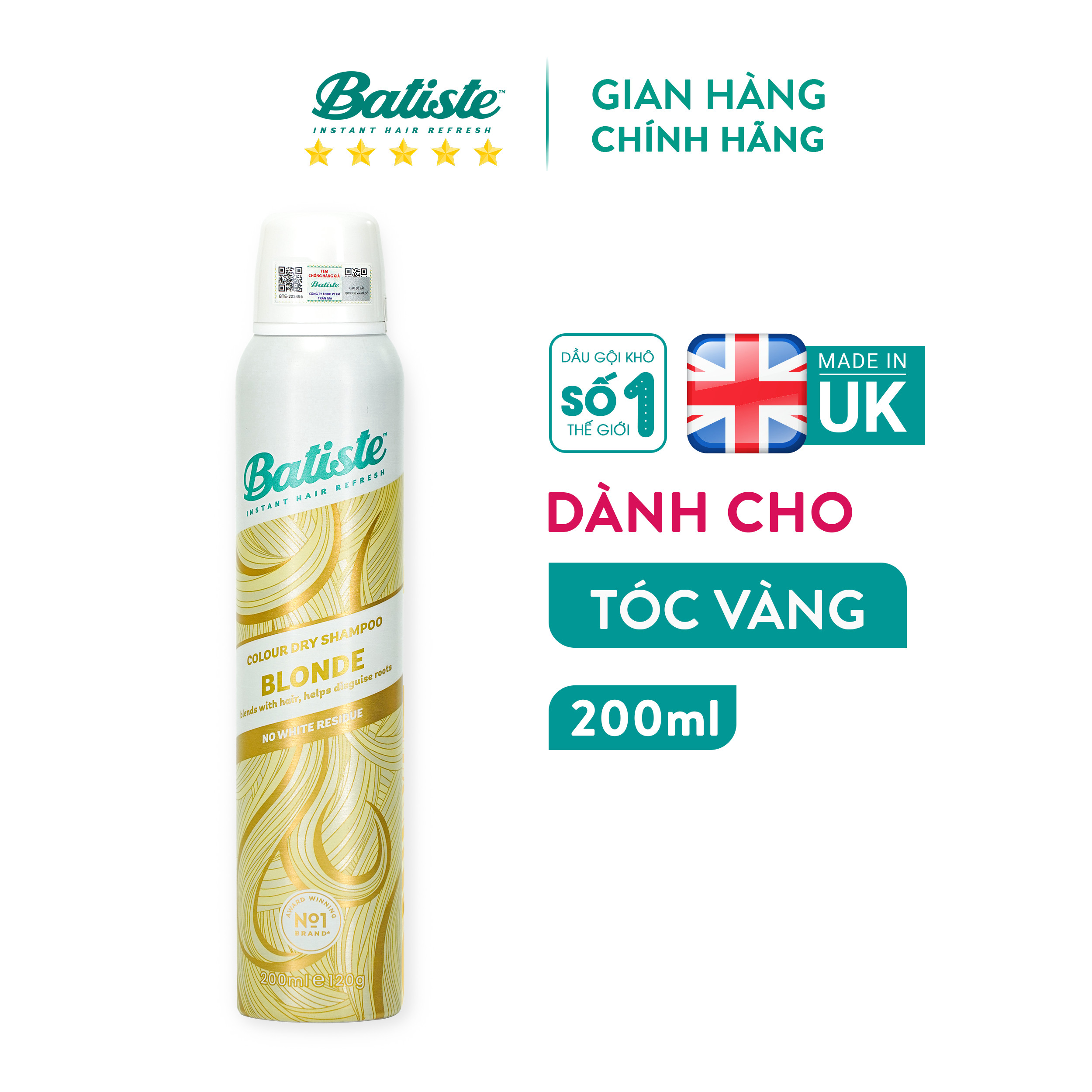 Dầu gội khô Batiste Dry Shampoo 200ml