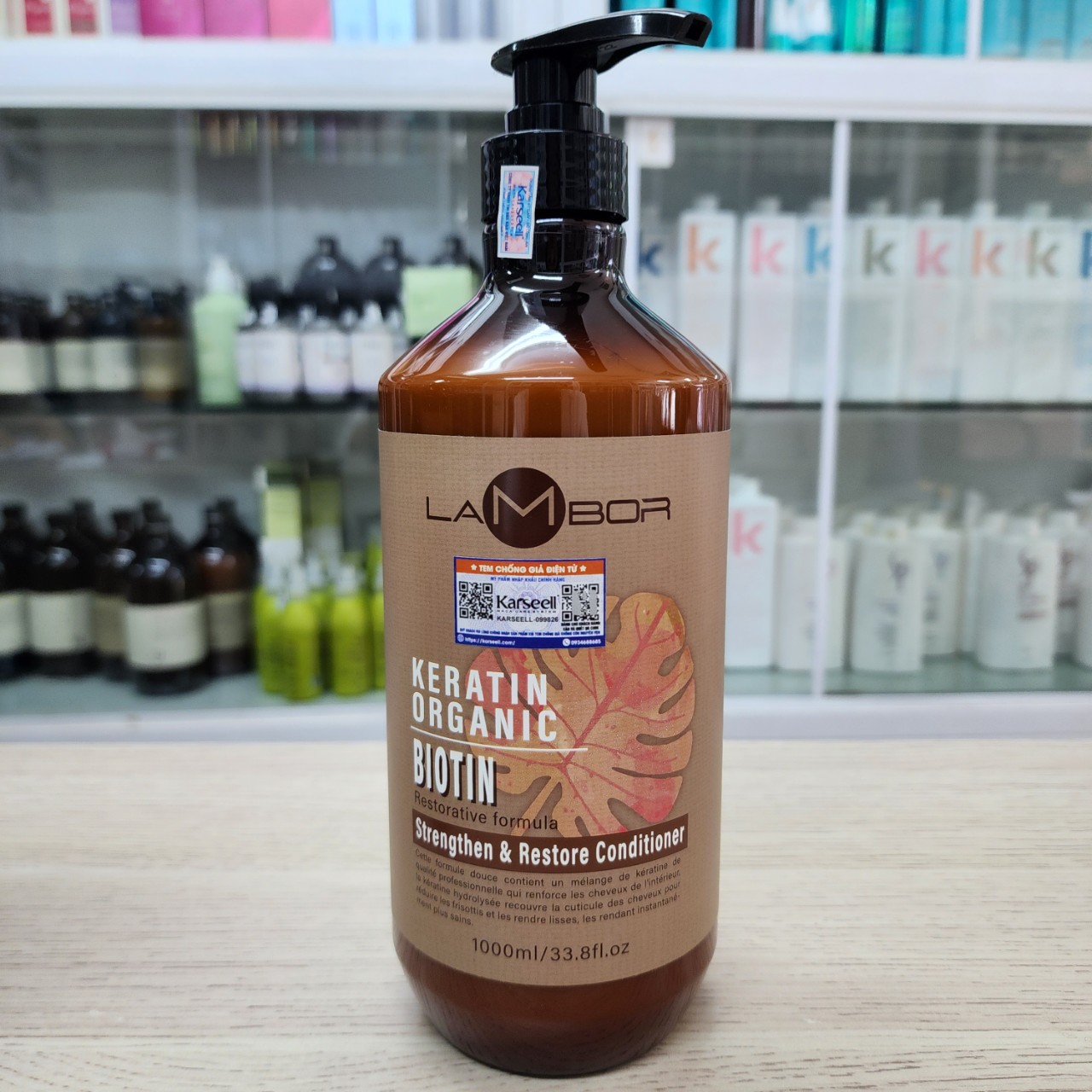 Dầu gội xả Lambor keratin organic biotin 1000ml