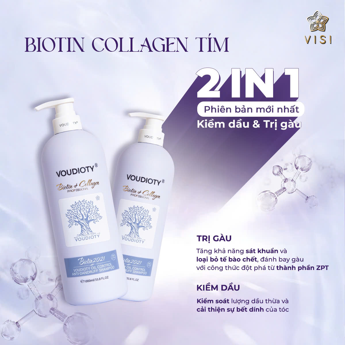 BIOTIN&COLLAGEN TÍM 2 IN 1 KIỀM DẦU, TRỊ GẦU 500ML 1000ML