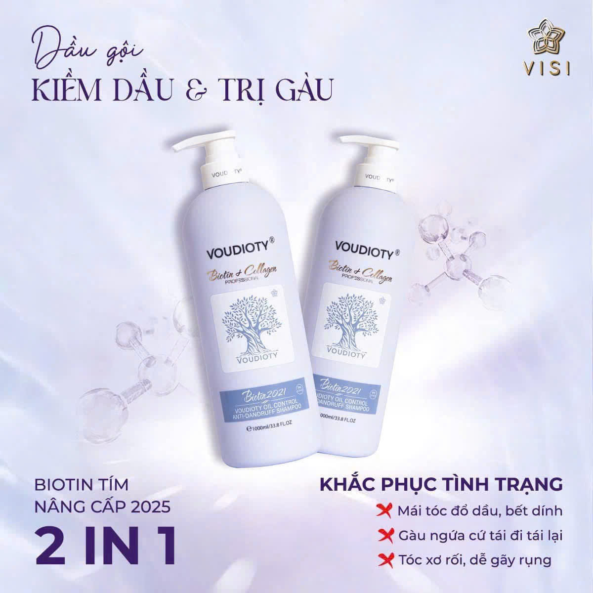 BIOTIN&COLLAGEN TÍM 2 IN 1 KIỀM DẦU, TRỊ GẦU 500ML 1000ML