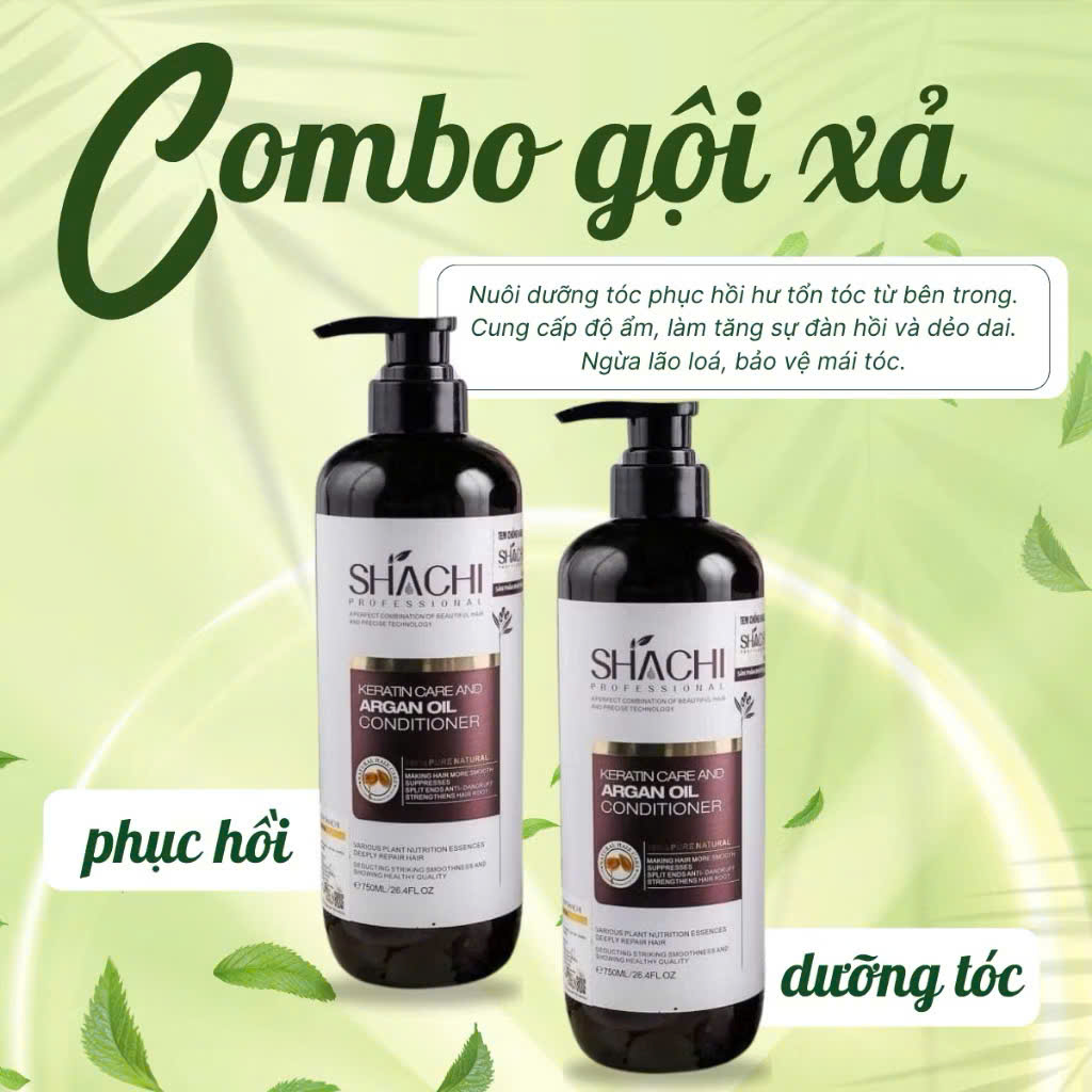 Dầu gội xả Shachi dưỡng sinh phục hồi tóc (Shachi Keratin & Argan Oil Hair Repair Shampoo & Conditioner) 800ml