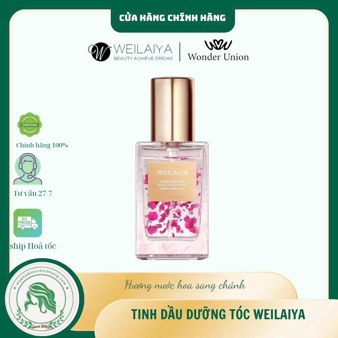 : Dầu Dưỡng Tóc Hoa Hồng Weilaiya Rejuvenate Vitality Rose Essence Pure Fragrance Hair Care Oil 40ml