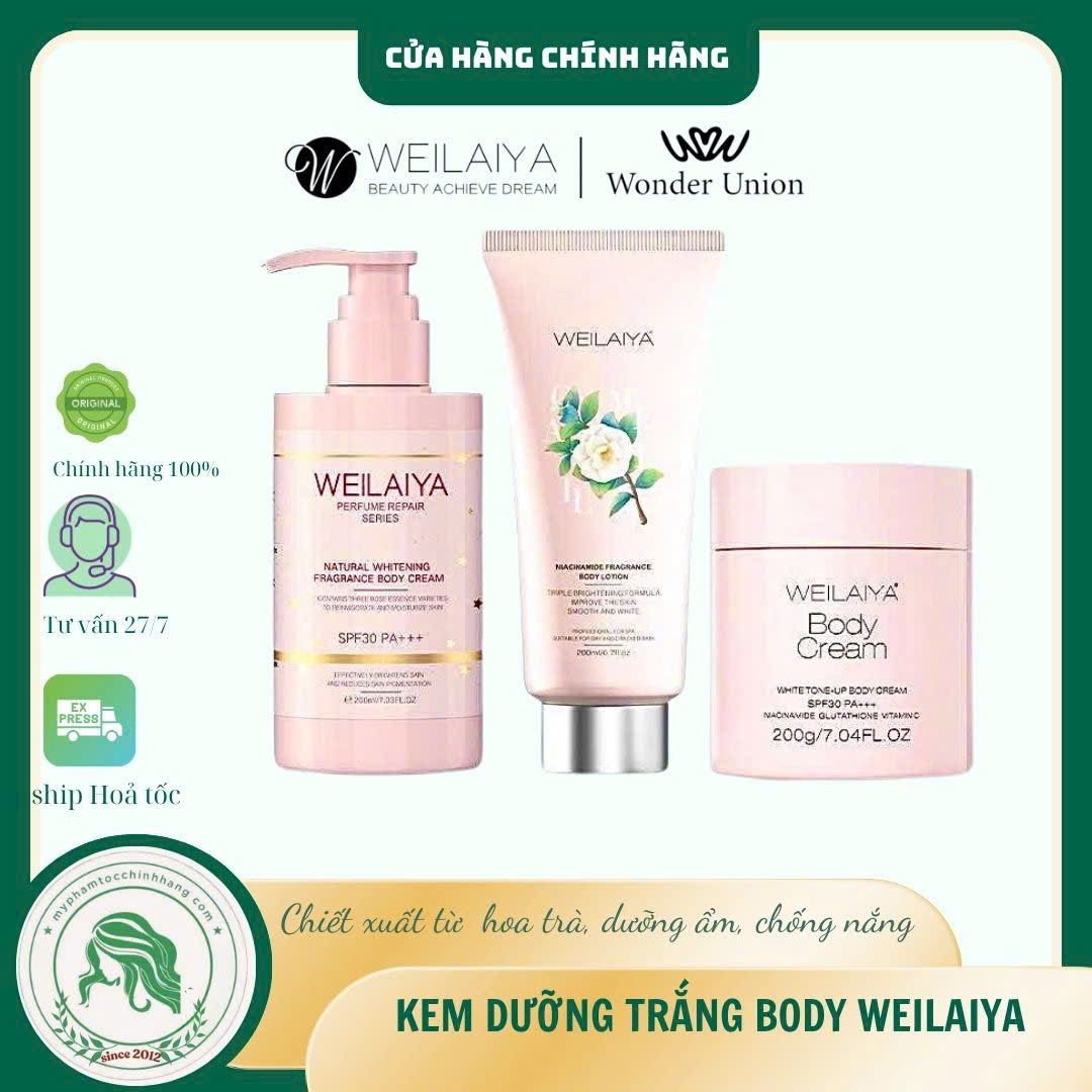 Kem Body Truyền Trắng Nâng Tone Bảo Vệ Da Weilaiya White Tone-Up Body Cream SPF30 PA+++ 200ml