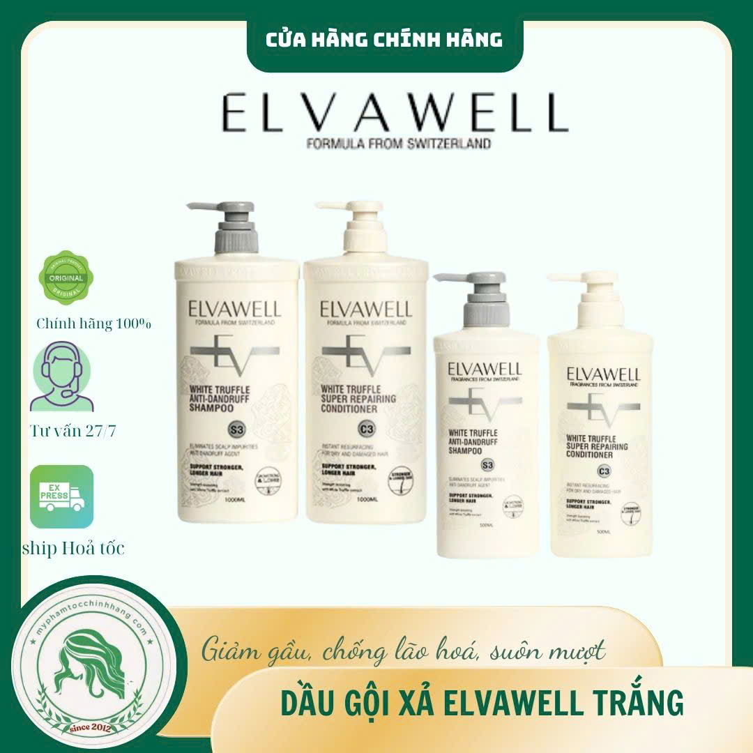 Dầu gội xả chiết xuất nấm Elvawell White Truffle Shampoo, Conditioner 500ml 1000ml