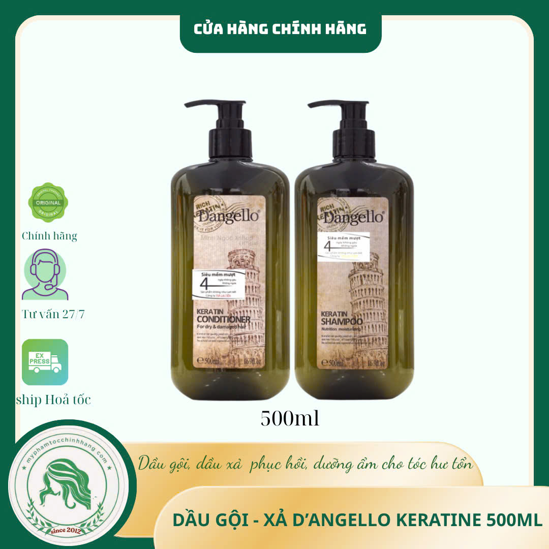DẦU GỘI XẢ, HẤP D'ANGELLO KERATIN 500ML 800ML