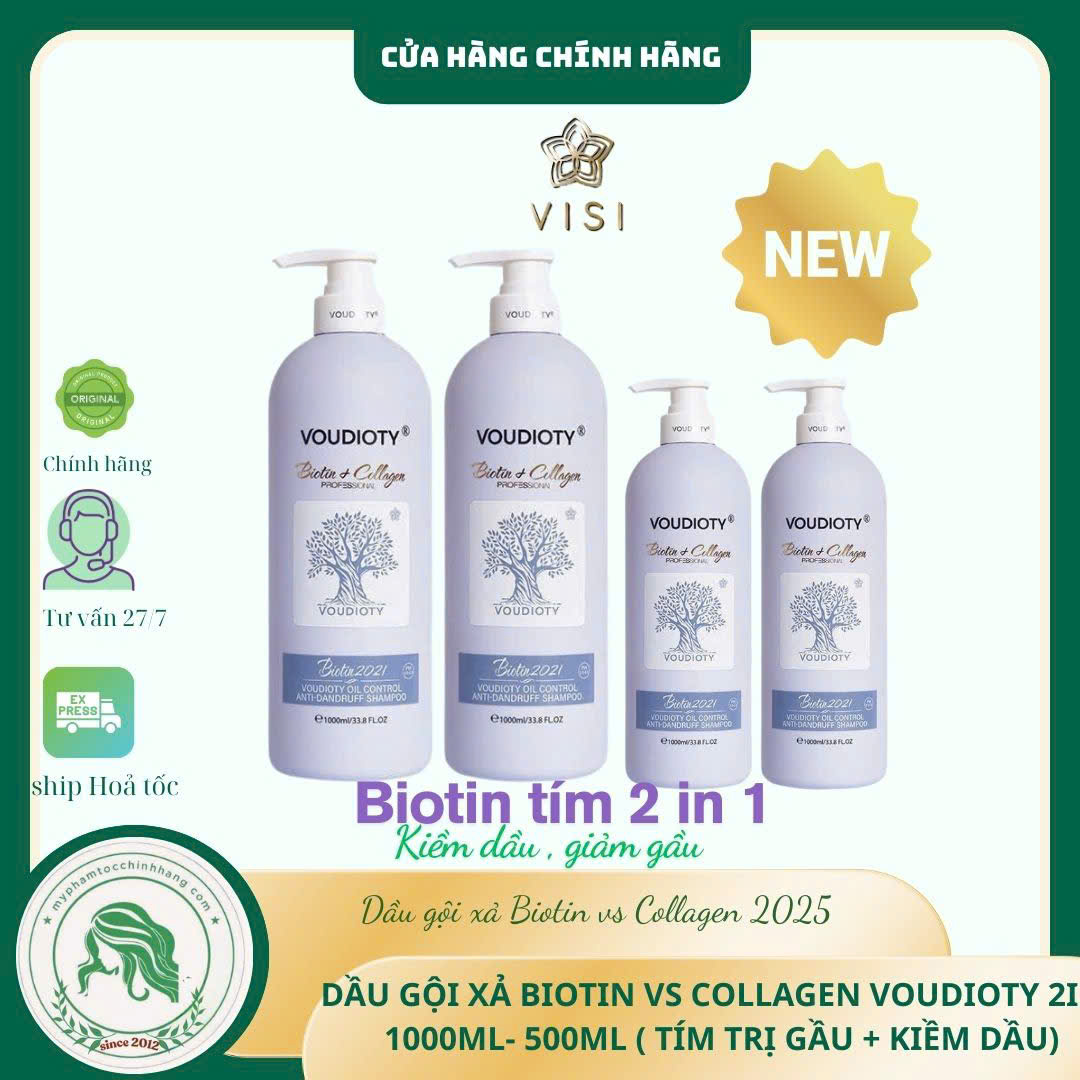 BIOTIN&COLLAGEN TÍM 2 IN 1 KIỀM DẦU, TRỊ GẦU 500ML 1000ML