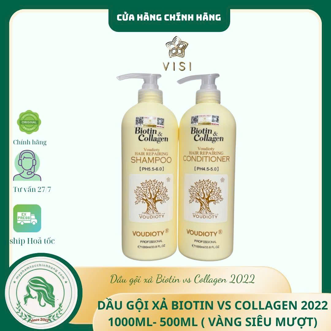 GỘI XẢ PHỤC HỒI TÁI TẠO TÓC BIOTIN & COLLAGEN VOUDIOTY 1000ML