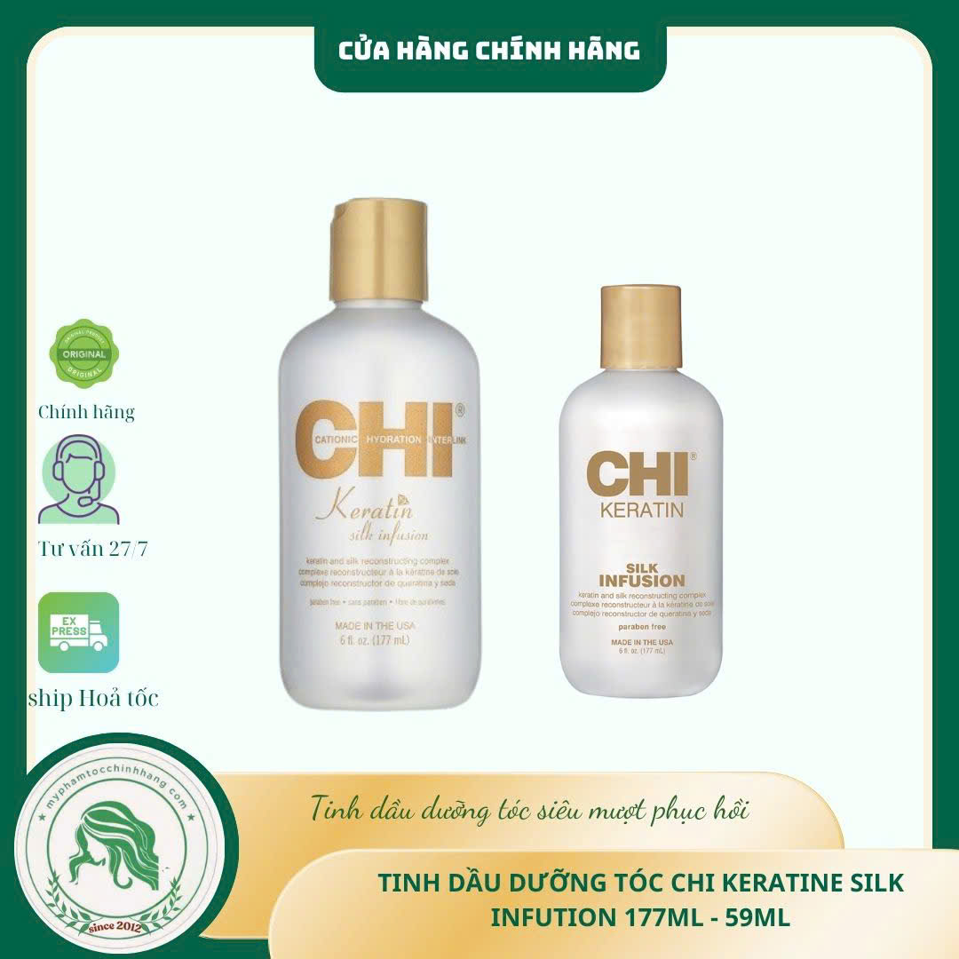 Tinh dầu dưỡng tóc CHI Keratin Silk Infusion(CHI Keratin Silk Infusion Leave-In Reconstructing Treatment)  59ml - 177ml