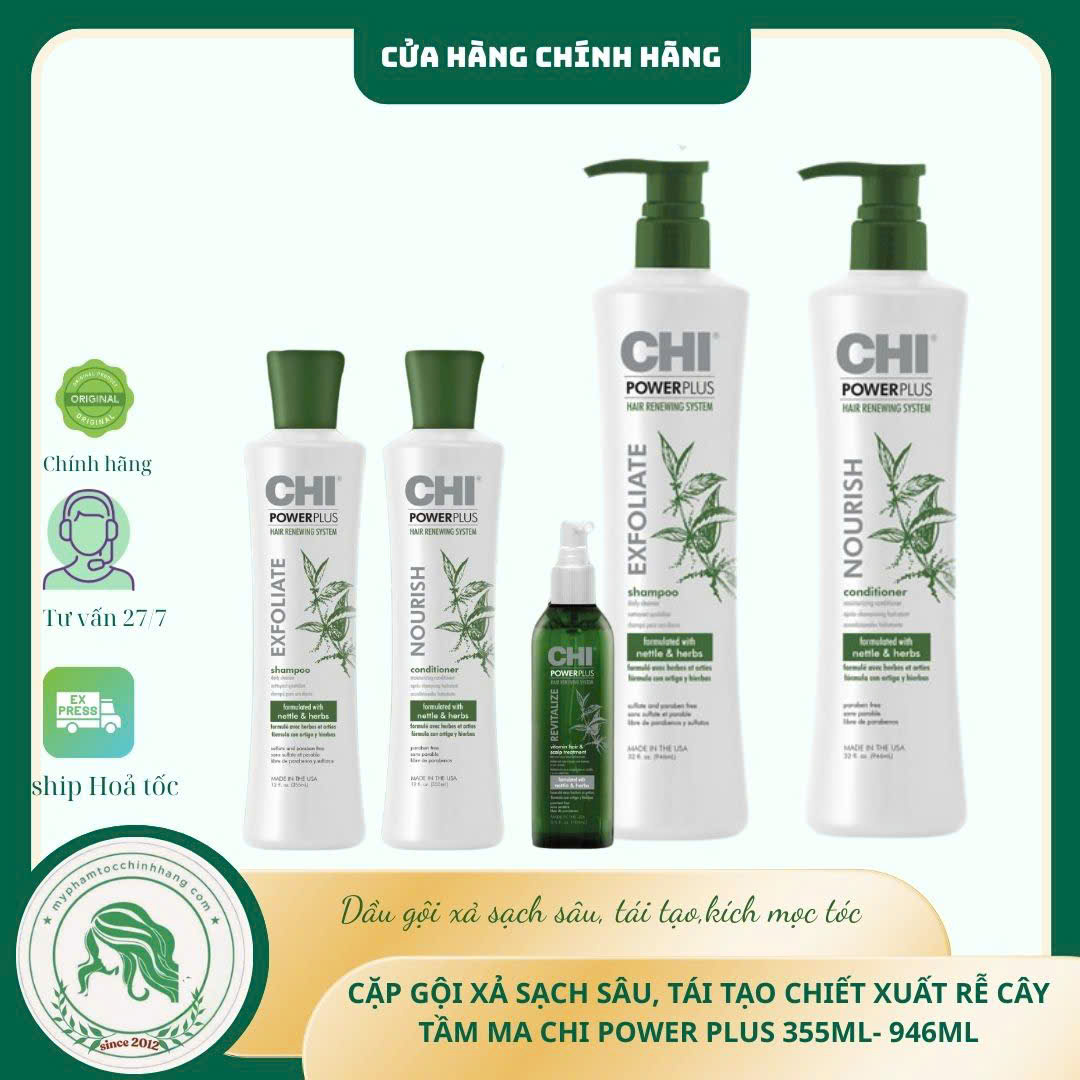 Bộ dầu gội xả CHI Power Plus – Ngăn rụng & Kích thích mọc tóc (CHI Power Plus Hair Renewing)