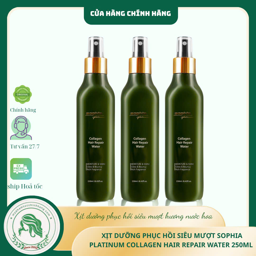 XỊT DƯỠNG TÓC SOPHIA COLLAGEN MÀU TRẮNG ĐỎ BẮT MẮT TRÊN NỀN XANH