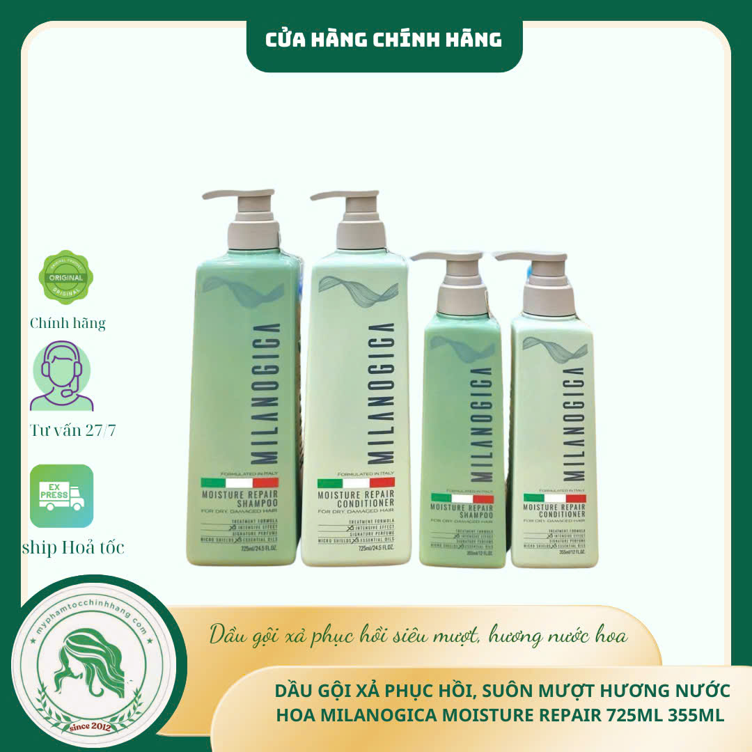 Dầu gội xả Milanogica Phục Hồi Hair Repair Shampoo & Conditioner 355ml - 725ml