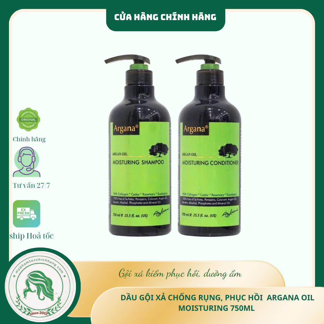 Dầu gội xả ARGANA dưỡng ẩm phục hồi tóc khô xơ Moisturizing Shampoo & Conditioner