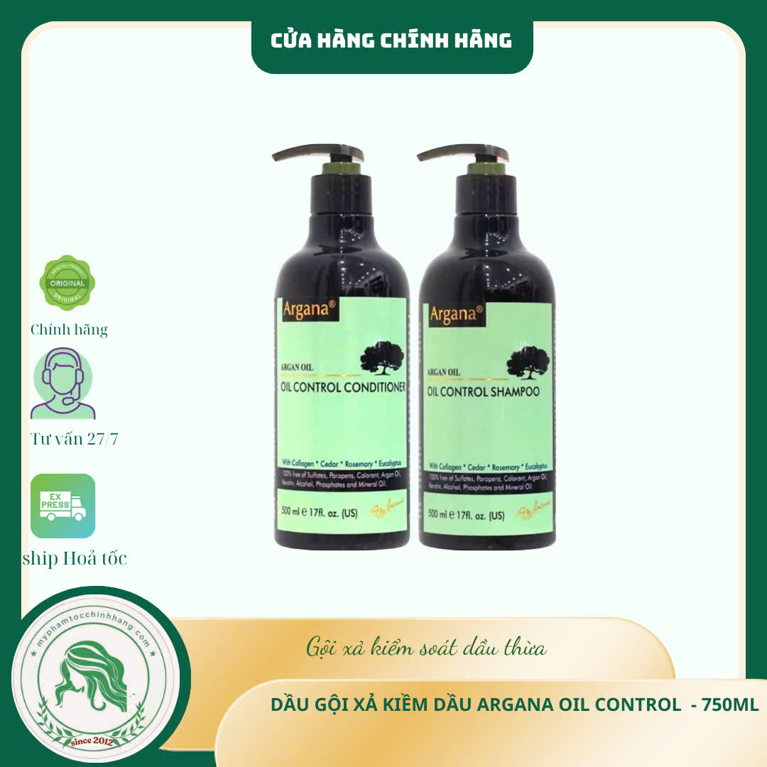 Bộ dầu gội xả ARGANA kiểm soát dầu, làm sạch tóc bết nhờn Oil-Control Shampoo & Conditioner