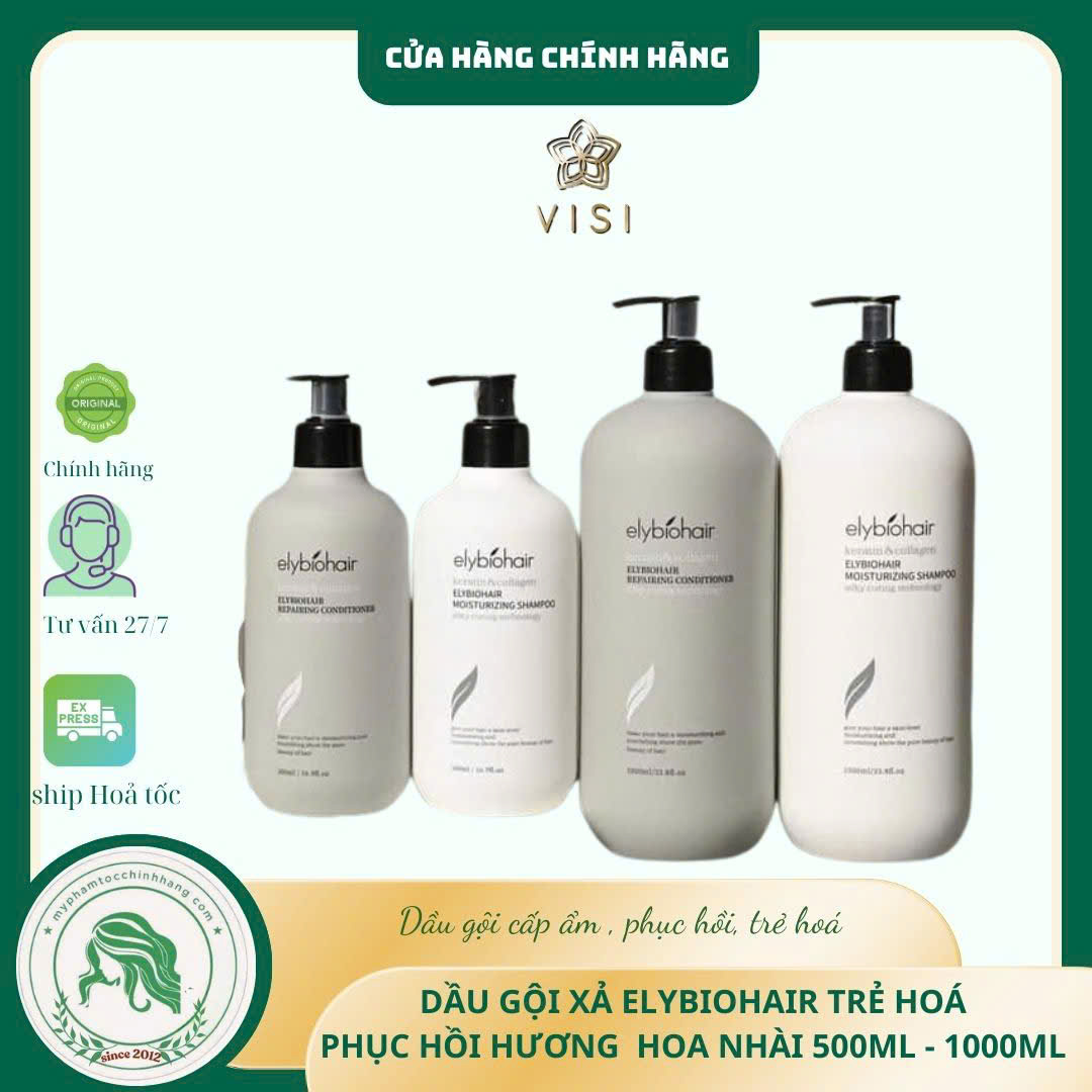 Cặp Dầu Gội Xả Elybiohair Collagen & Biotin Moisturizing Shampoo & Conditioner 500ml 1000ml