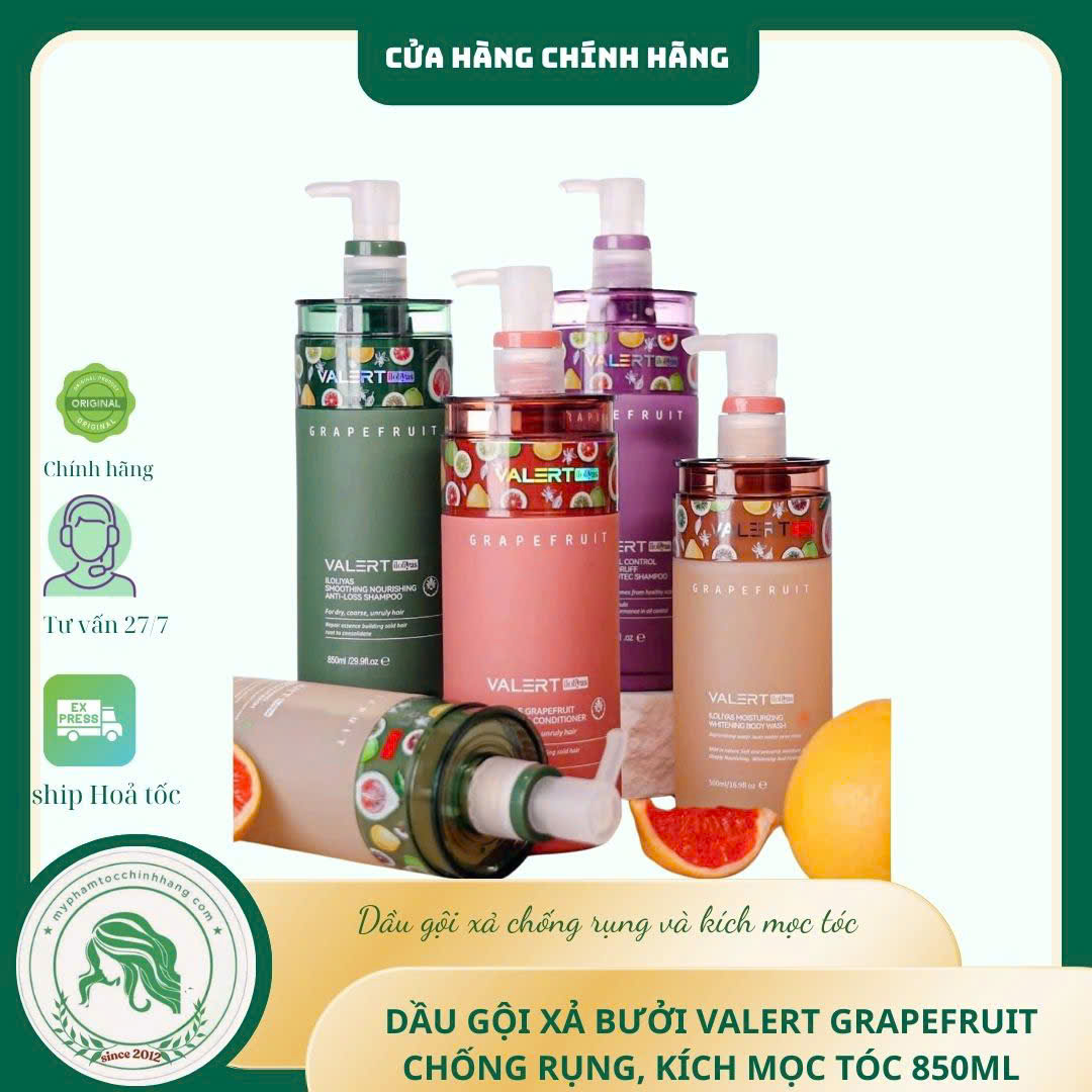 Cặp Gội Xả Bưởi Valert Grapefruit Mẫu Mới 2025 850ml