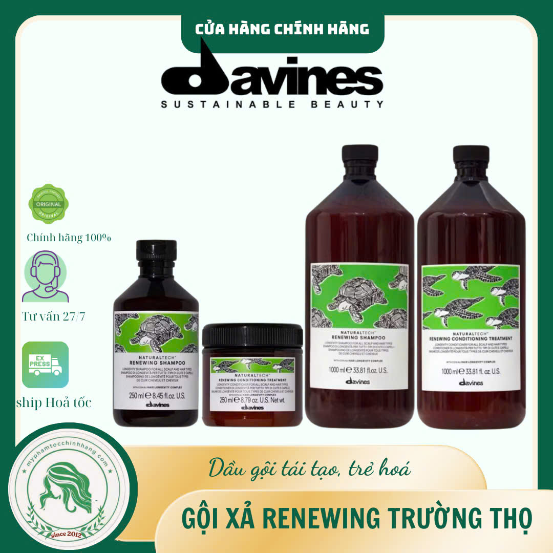 Dầu gội & Dầu xả Davines trường thọ Naturaltech Renewing Shampoo & Renewing Conditioning Treatment