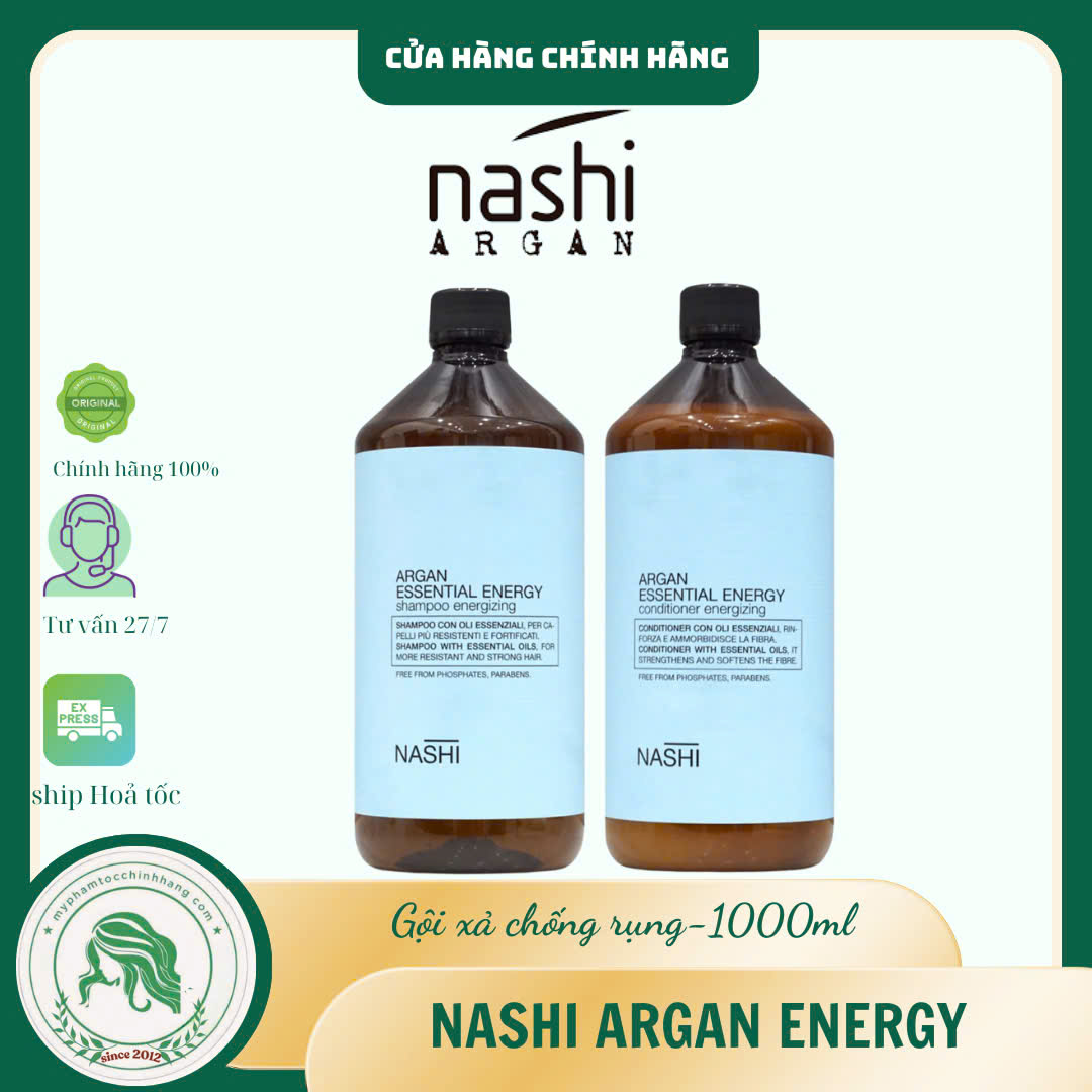 Bộ dầu gội – dầu xả chống rụng tóc Nashi Energy -Nashi Argan Energy Shampoo & Conditioner