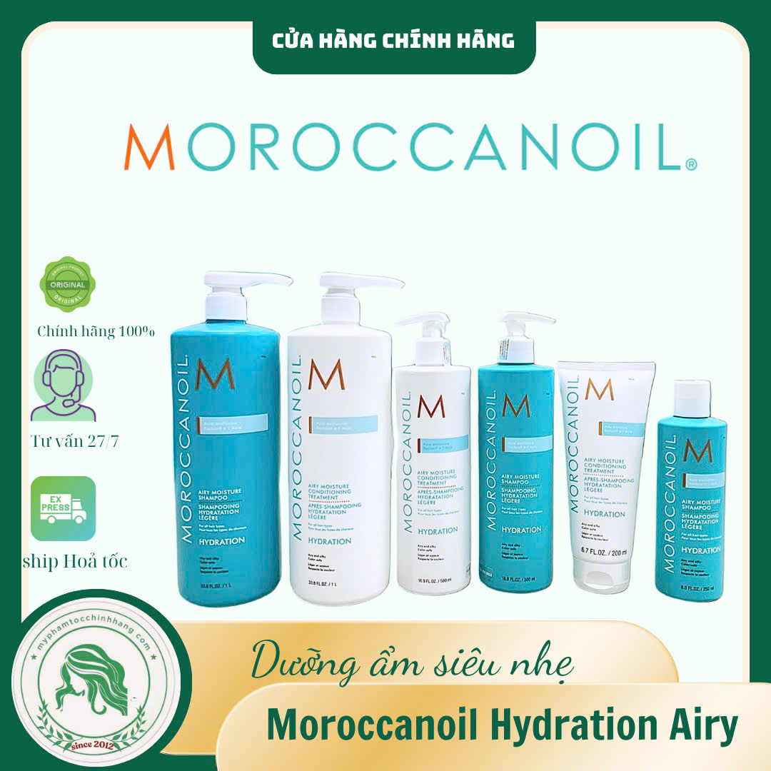 Dầu Gội & Dầu Xả Dưỡng Ẩm Siêu Nhẹ Moroccanoil Hydration Airy Moisture Shampoo & Conditioner