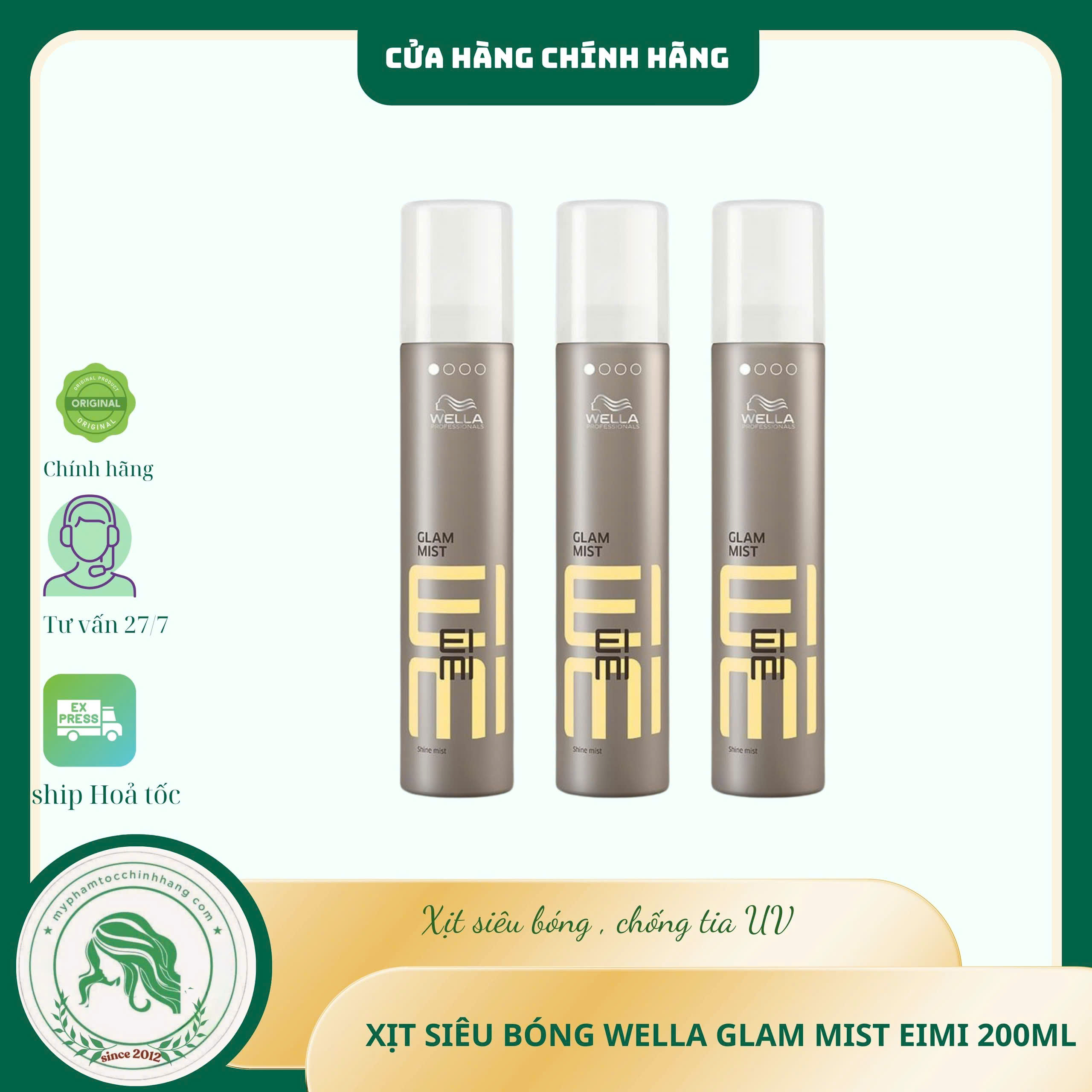 Xịt dưỡng bóng tóc Wella Professionals EIMI Glam Mist Shine Spray 200ml