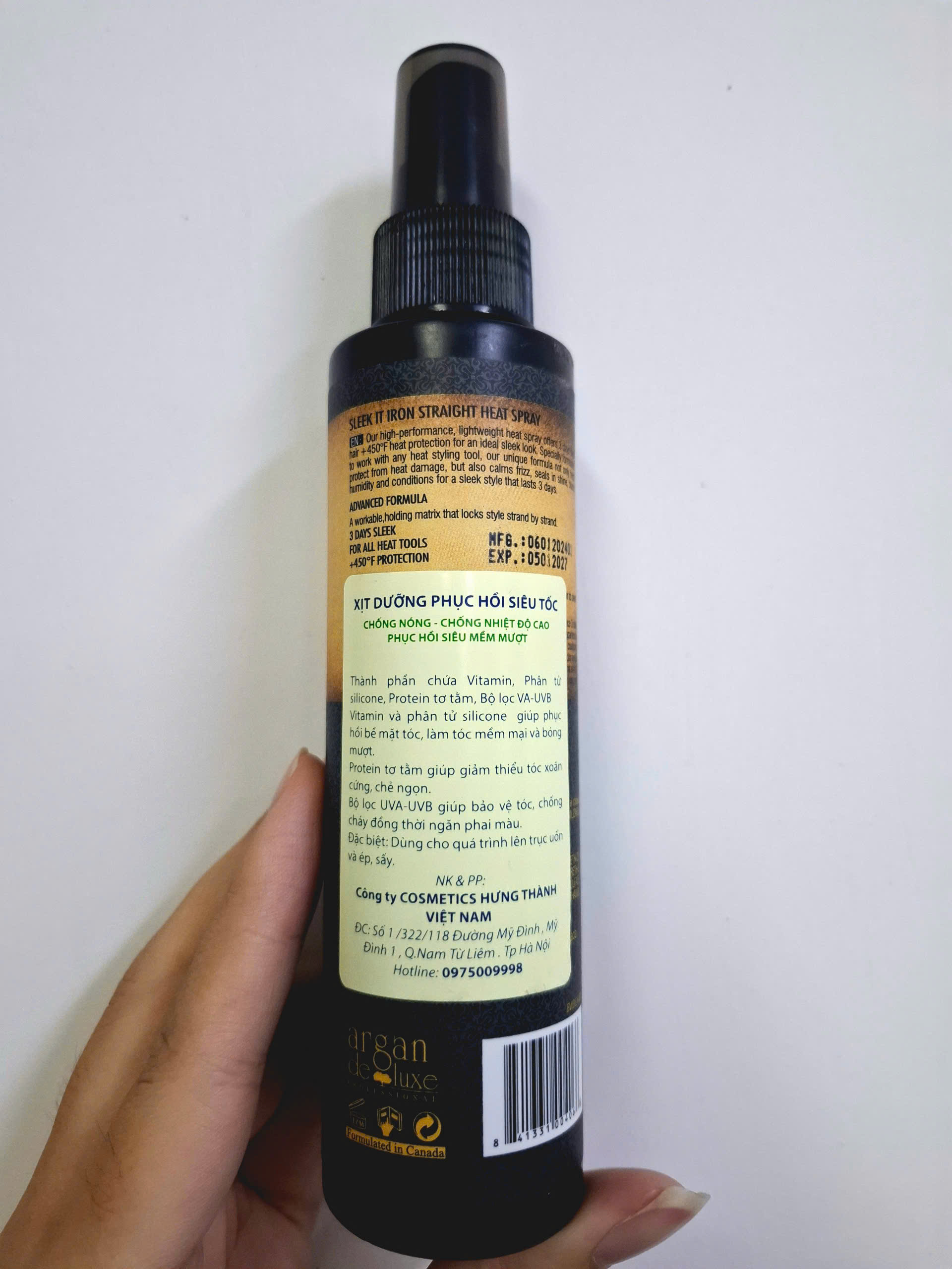 XỊT DƯỠNG CHỐNG NHIỆT ARGAN DELUXE HEAT PROTECTION SPRAY 120ML