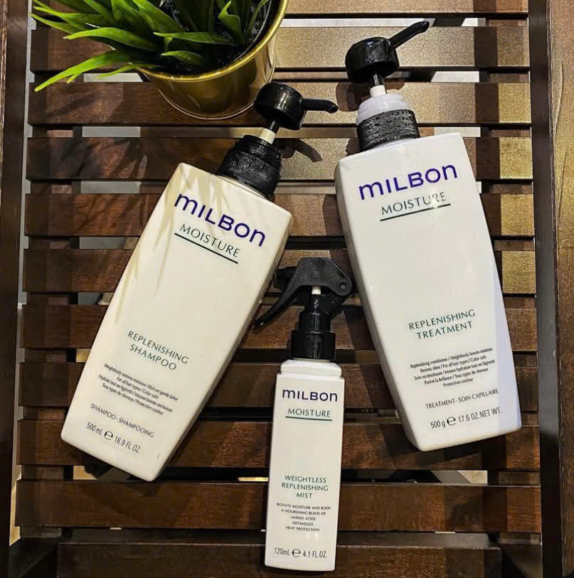 Gội xả Milbon Replenishing Moisture dưỡng ẩm, phục hồi tóc khô uốn duỗi 200ml- 500ml