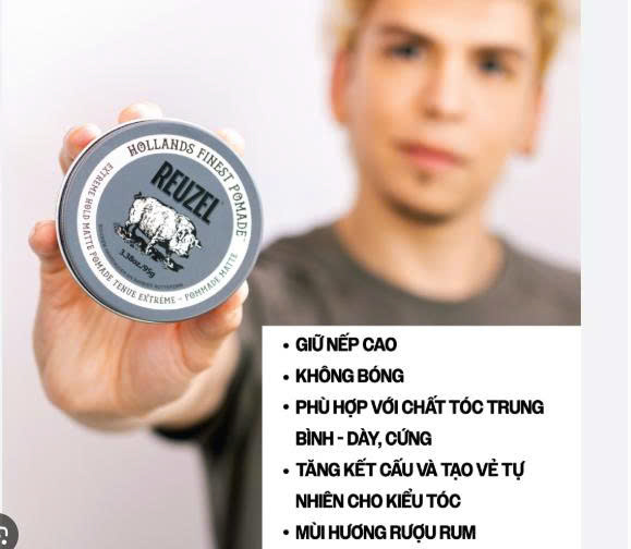 Sáp Reuzel siêu cứng không bóng Extreme Hold - Reuzel Extreme Hold Matte Pomade 95g
