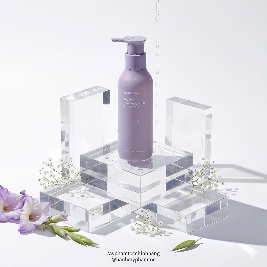 Bộ sản phẩm Dầu gội, dầu xả , serum dưỡng ẩm dịu nhẹ cho da nhạy  AYUNCHE Derma Calming Mild
