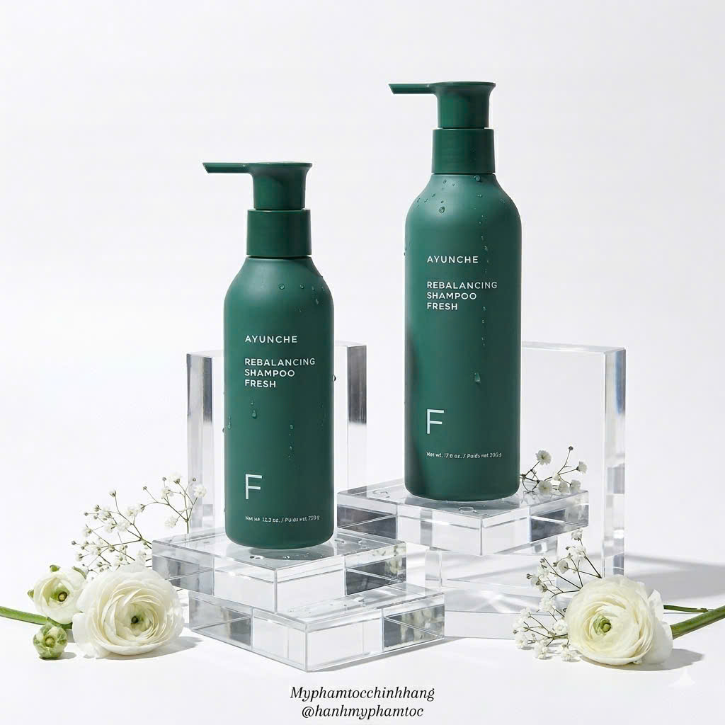 Bộ sản phẩm gội xả serum cân bằng da đầu chống rụng, trị gầu, kiềm dầu AYUNCHE